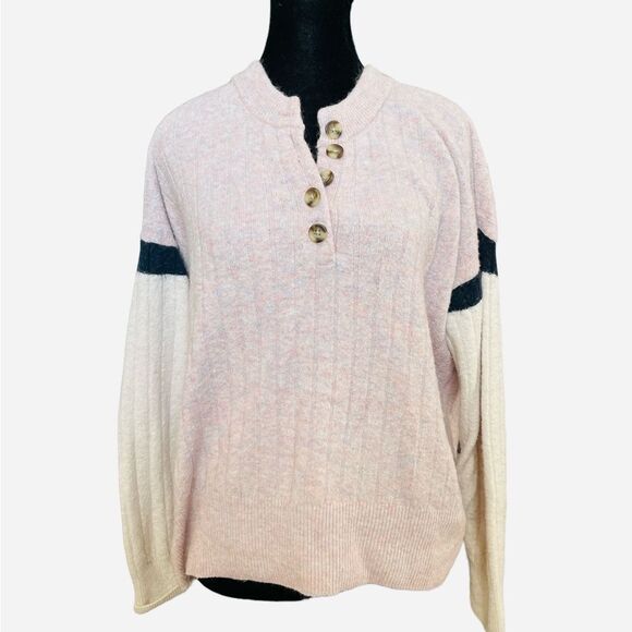 Madewell Merino & Alpaca Wool Bowden Henley Knit Sweater Size Small Pastel - Picture 4 of 10
